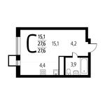 Планировка квартиры студии, 27,6 м2
