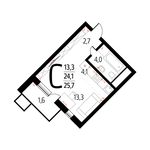 Планировка квартиры студии, 25,7 м2