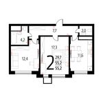 Планировка 2-комнатной квартиры, 55,2 м2