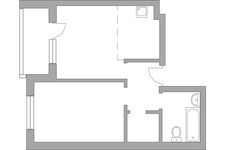 Планировка 2-комнатной квартиры, 44 м2