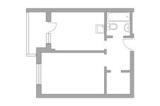 Планировка 1-комнатной квартиры, 37 м2