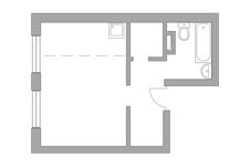 Планировка квартиры студии, 29 м2