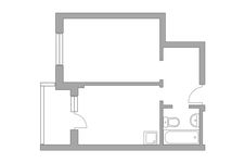 Планировка 1-комнатной квартиры, 34,4 м2