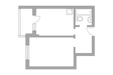 Планировка 1-комнатной квартиры, 34,4 м2