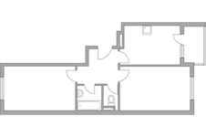 Планировка 2-комнатной квартиры, 53,6 м2