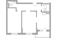 Планировка 2-комнатной квартиры, 55,5 м2