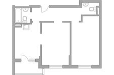 Планировка 2-комнатной квартиры, 55,5 м2