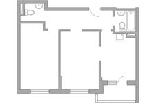 Планировка 2-комнатной квартиры, 55,4 м2