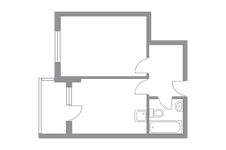 Планировка 1-комнатной квартиры, 34,4 м2