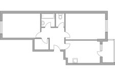 Планировка 2-комнатной квартиры, 59,7 м2