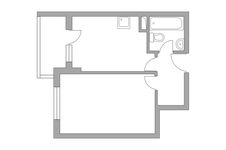 Планировка 1-комнатной квартиры, 34,8 м2