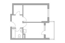 Планировка 1-комнатной квартиры, 36,8 м2
