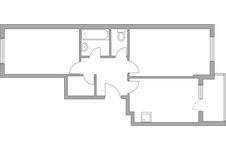 Планировка 2-комнатной квартиры, 55,9 м2