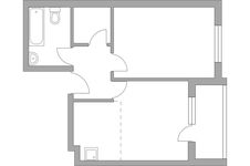 Планировка 2-комнатной квартиры, 44 м2