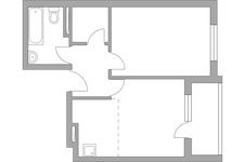 Планировка 2-комнатной квартиры, 43,6 м2