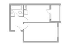 Планировка 1-комнатной квартиры, 38,8 м2