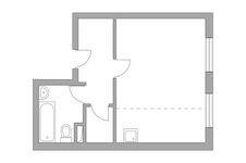 Планировка квартиры студии, 29,6 м2