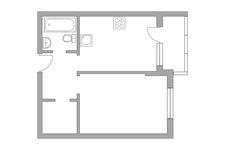 Планировка 1-комнатной квартиры, 37 м2