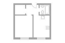 Планировка 1-комнатной квартиры, 31,7 м2