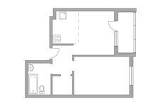 Планировка 2-комнатной квартиры, 44 м2
