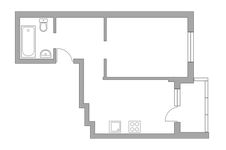 Планировка 1-комнатной квартиры, 37,1 м2