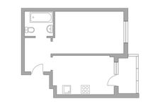 Планировка 1-комнатной квартиры, 37,4 м2