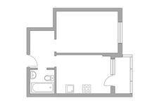Планировка 1-комнатной квартиры, 34,4 м2