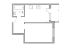 Планировка 1-комнатной квартиры, 34,4 м2