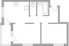 Планировка 2-комнатной квартиры, 45,2 м2
