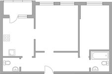 Планировка 2-комнатной квартиры, 59,7 м2