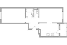 Планировка 2-комнатной квартиры, 53,8 м2