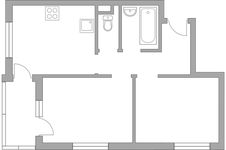 Планировка 2-комнатной квартиры, 44,9 м2