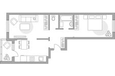 Планировка 2-комнатной квартиры, 53,2 м2