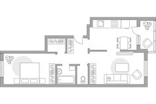 Планировка 2-комнатной квартиры, 55,9 м2