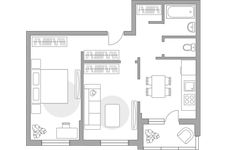 Планировка 2-комнатной квартиры, 57,3 м2