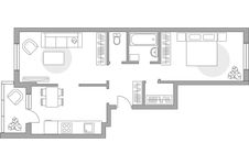 Планировка 2-комнатной квартиры, 55,9 м2