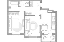 Планировка 2-комнатной квартиры, 55 м2