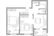 Планировка 2-комнатной квартиры, 57 м2