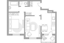 Планировка 2-комнатной квартиры, 54,7 м2