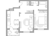 Планировка 2-комнатной квартиры, 54,7 м2