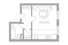 Планировка квартиры студии, 29,6 м2