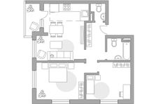 Планировка 3-комнатной квартиры, 66,1 м2