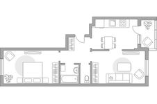 Планировка 2-комнатной квартиры, 54,3 м2
