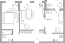 Планировка 2-комнатной квартиры, 59,7 м2
