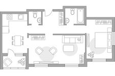 Планировка 2-комнатной квартиры, 62,4 м2