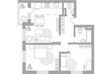 Планировка 3-комнатной квартиры, 65,5 м2