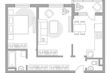Планировка 2-комнатной квартиры, 57,8 м2