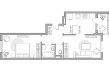 Планировка 2-комнатной квартиры, 53,8 м2