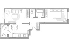 Планировка 2-комнатной квартиры, 52,7 м2