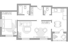 Планировка 2-комнатной квартиры, 62,4 м2